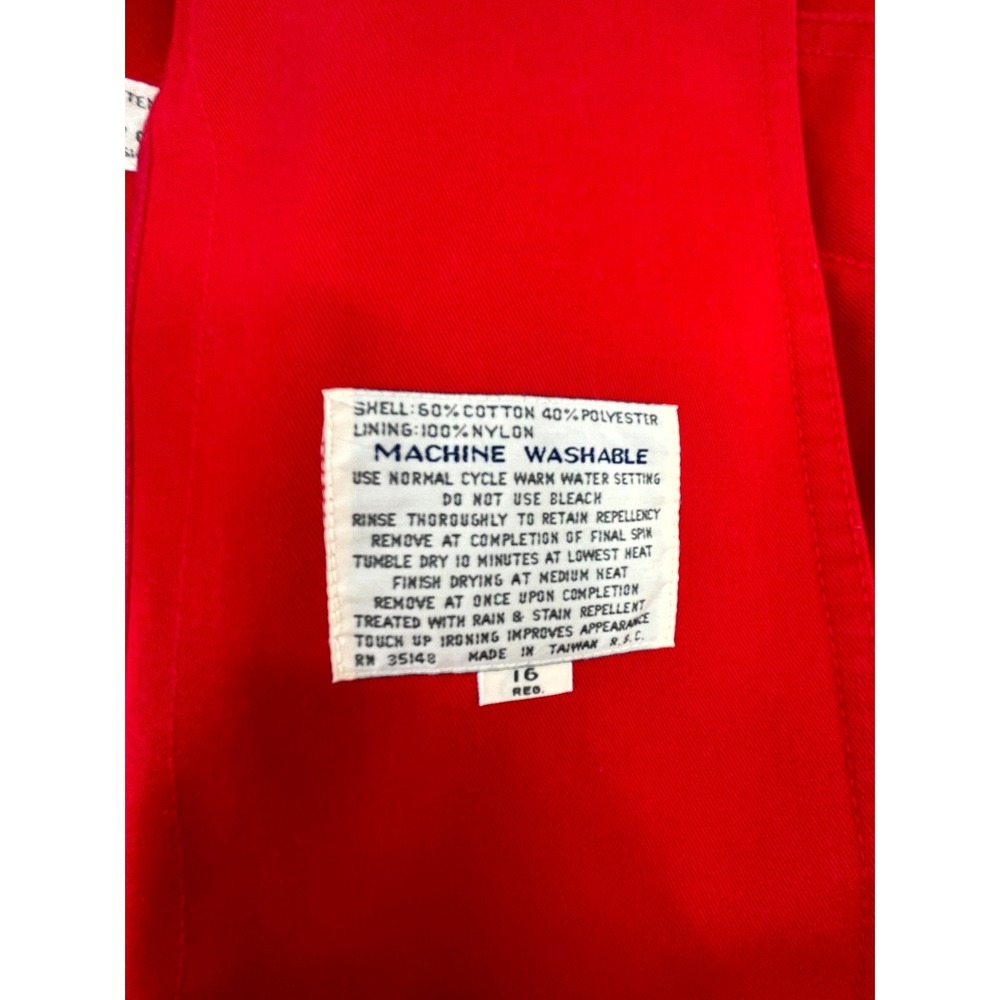 Vintage Misty Harbor Trench Coat Womens 16 Reg Red Lined Cotton Double Breasted - Picture 7 of 13